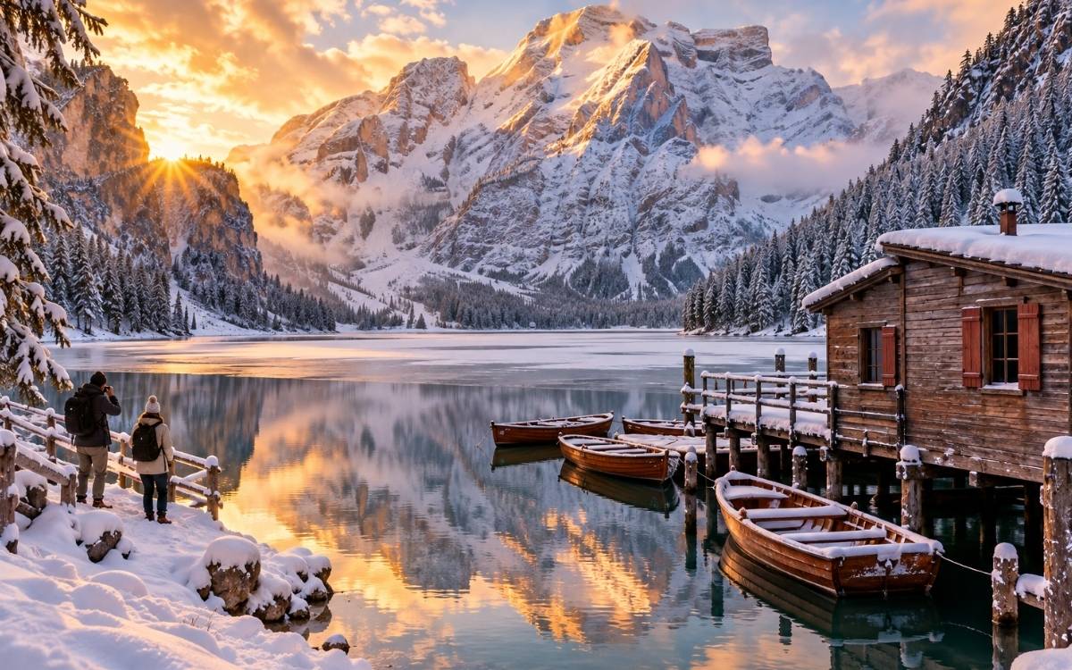 Lago di Braies in inverno